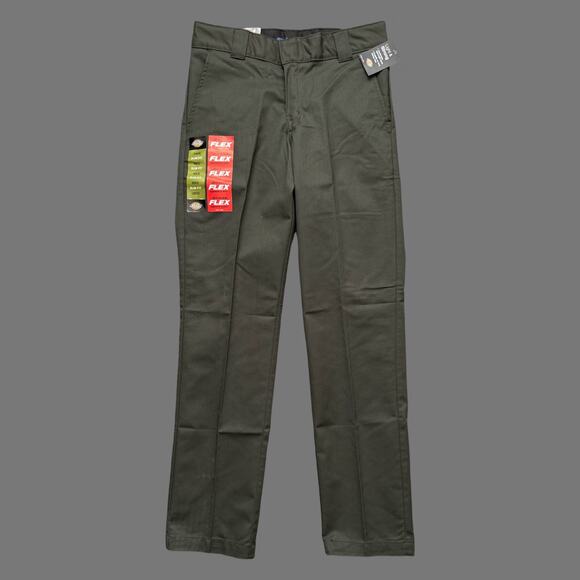 Dickies Flex Twill Slim Fit Dark Green Work Pants 30x32 NWT - Picture 1 of 8